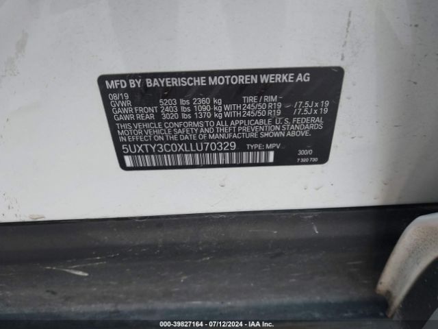 5UXTY3C0XLLU70329 BMW X3 Sdrive30i