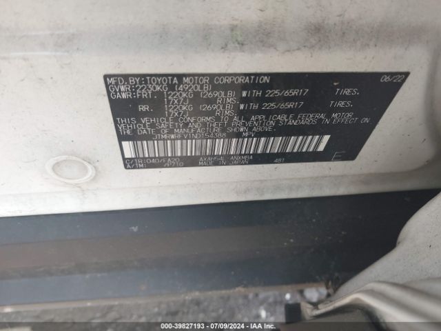 JTMRWRFV1ND154388 Toyota Rav4 Hybrid Xle