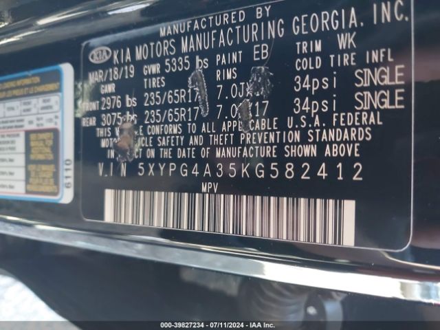 5XYPG4A35KG582412 KIA Sorento 2.4l L