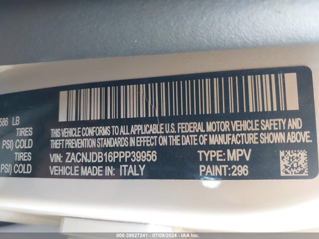 ZACNJDB16PPP39956 Jeep Renegade Upland 4x4