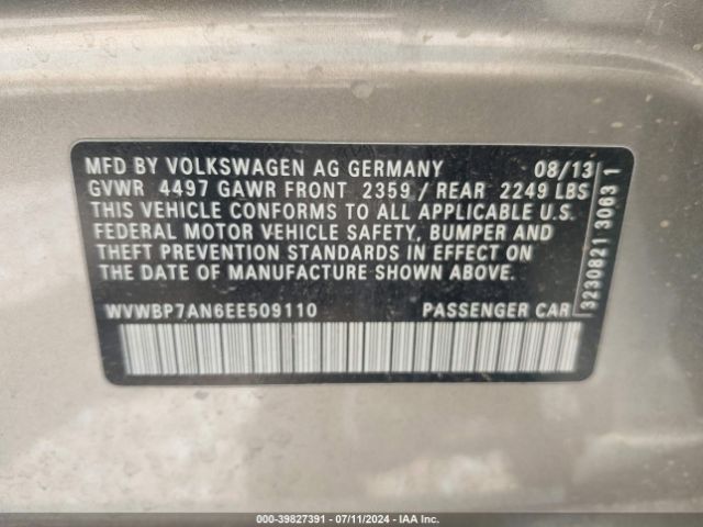 WVWBP7AN6EE509110 Volkswagen Cc 2.0t Sport