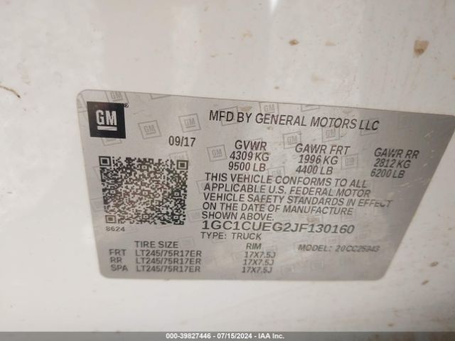 1GC1CUEG2JF130160 Chevrolet Silverado 2500hd Wt