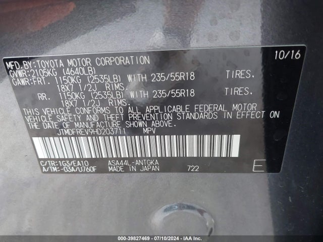 Toyota Rav4 Limited 2017 JTMDFREV9HD203711 Image 9
