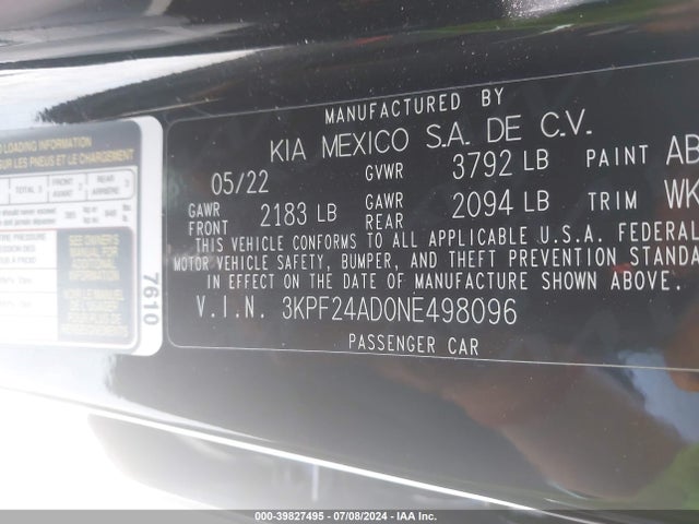 KIA Forte Lxs 2022 3KPF24AD0NE498096 Image 9