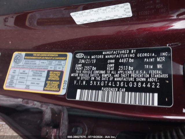 KIA Optima Lx 2020 5XXGT4L36LG384422 Image 9