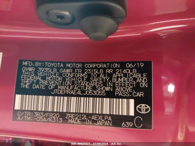 Toyota COROLLA LE 2020 JTDEPRAE4LJ053055 Image 9