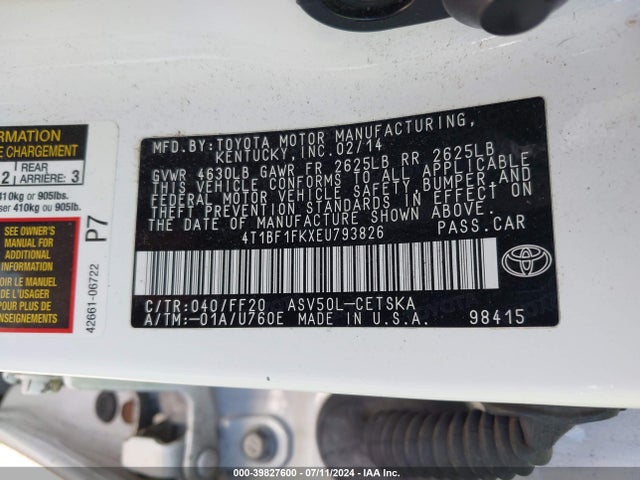 Toyota CAMRY SE 2014 4T1BF1FKXEU793826 Image 9