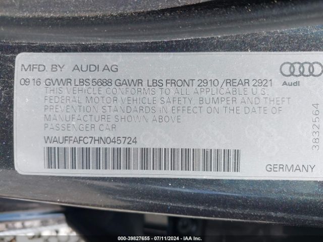 WAUFFAFC7HN045724 Audi S6 4.0t Premium Plus