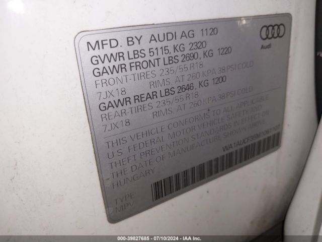 WA1AUCF35M1061107 Audi Q3 Premium 40 Tfsi Quattro Tiptronic