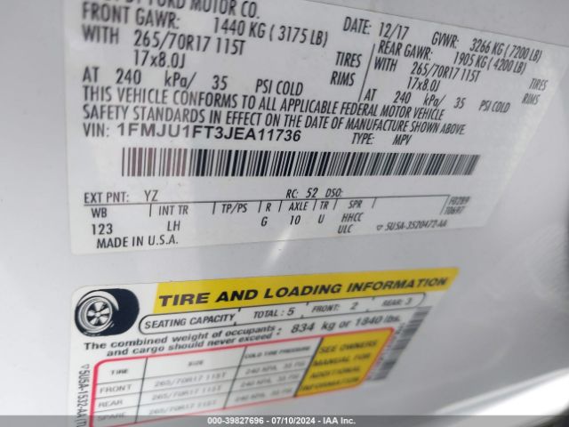 1FMJU1FT3JEA11736 Ford Expedition Xl