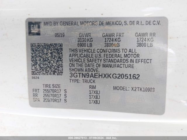 3GTN9AEHXKG205162 GMC SIERRA 1500