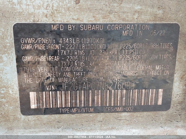 Subaru Crosstrek Premium 2022 JF2GTAPC7N8276083 Image 9