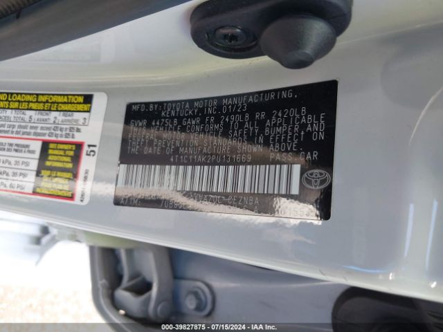 4T1C11AK2PU131669 Toyota CAMRY LE
