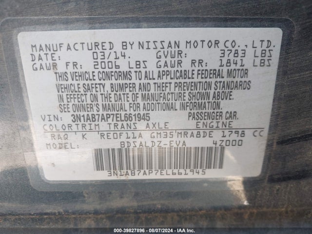 Nissan SENTRA SV 2014 3N1AB7AP7EL661945 Image 9