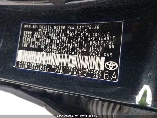 Toyota Corolla S Plus 2015 5YFBURHE0FP346369 Image 9