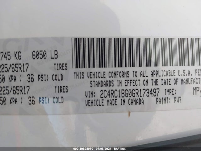 2C4RC1BG0GR173497 Chrysler Town & Country Touring