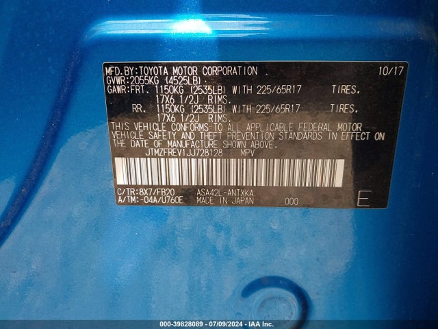 Toyota RAV4 LE 2018 JTMZFREV1JJ728128 Image 9