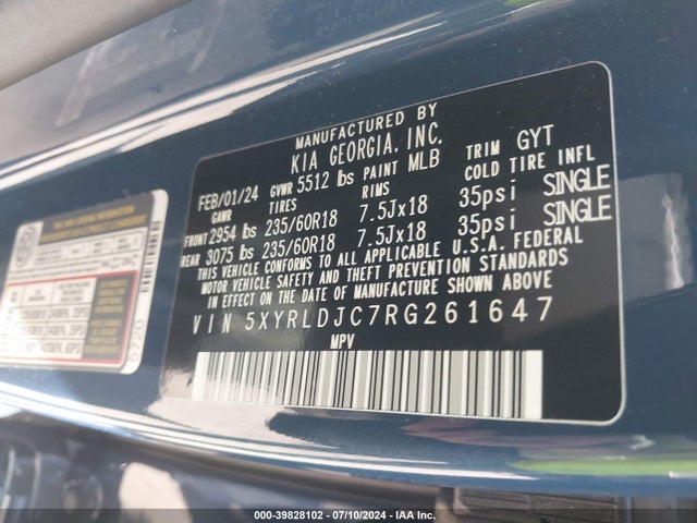 KIA SORENTO S 2024 5XYRLDJC7RG261647 Image 9