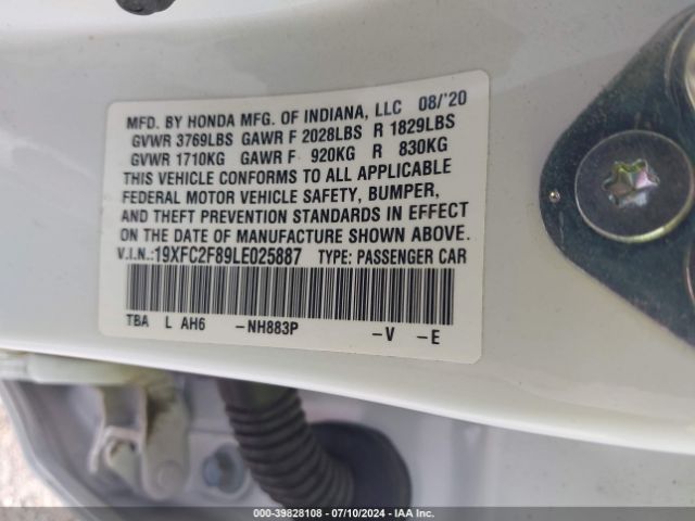 19XFC2F89LE025887 Honda Civic Sport