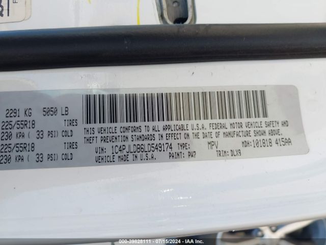 1C4PJLDB6LD549174 Jeep Cherokee Limited Fwd