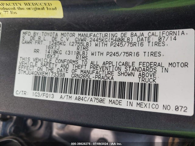 3TMJU4GNXEM173398 Toyota Tacoma Prerunner V6