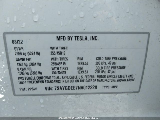 7SAYGDEE7NA012228 Tesla Model Y Long Range Dual Motor All-wheel Drive