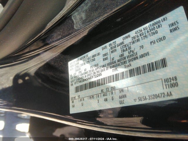 1FT7W2BNXNEF72205 Ford F-250 Lariat