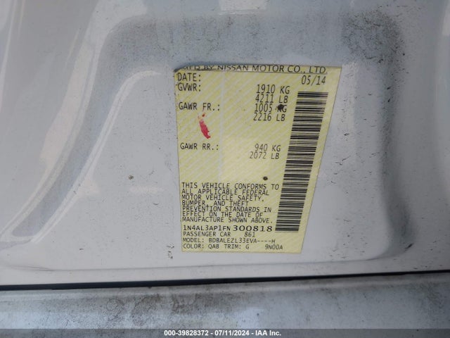 Nissan Altima 2.5 S 2015 1N4AL3AP1FN300818 Image 9