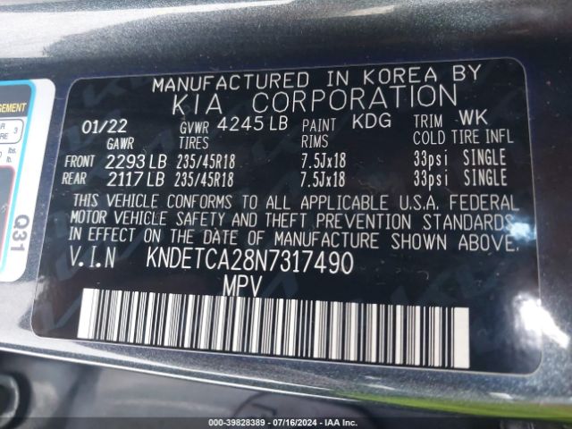 KNDETCA28N7317490 KIA Seltos Sx Turbo