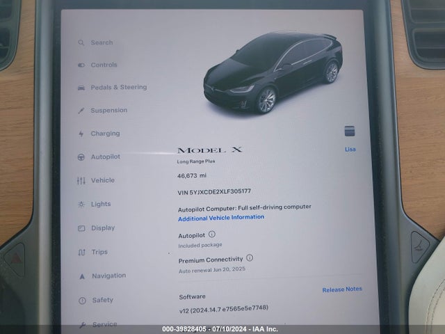 5YJXCDE2XLF305177 Tesla Model X Long Range Dual Motor All-wheel Drive/long Range Plus Dual Motor All-wheel Drive