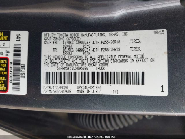 5TFRM5F12GX095090 Toyota Tundra Sr5 4.6l V8
