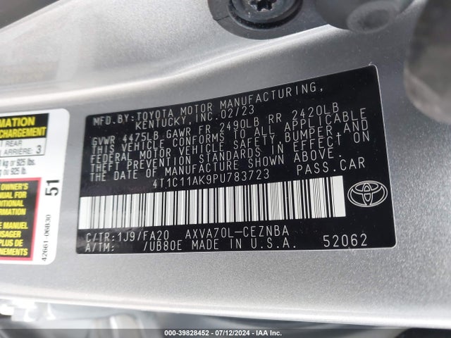 Toyota CAMRY LE 2023 4T1C11AK9PU783723 Image 9