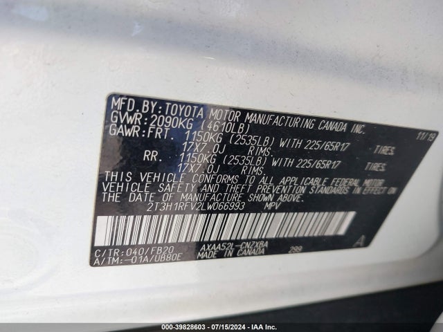 Toyota RAV4 LE 2020 2T3H1RFV2LW066993 Image 9