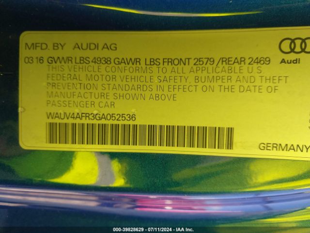 WAUV4AFR3GA052536 Audi S5 3.0t Premium Plus