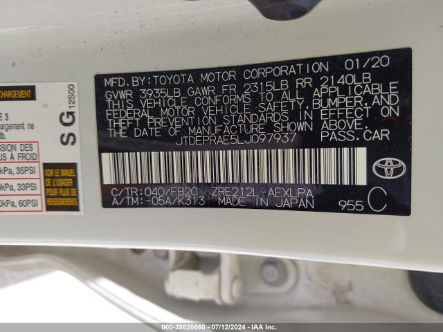 Toyota COROLLA LE 2020 JTDEPRAE5LJ097937 Image 9