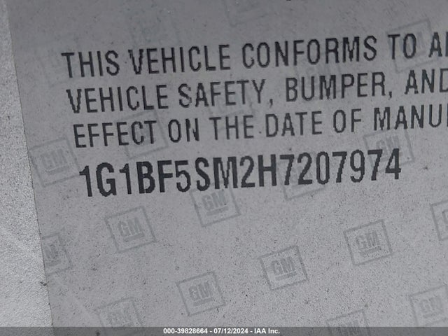 1G1BF5SM2H7207974 Chevrolet Cruze Premier Auto