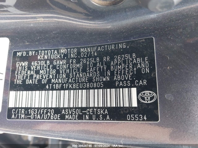 Toyota CAMRY SE 2014 4T1BF1FK8EU380805 Image 9