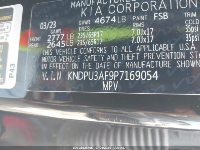 KNDPU3AF9P7169054 KIA Sportage Lx