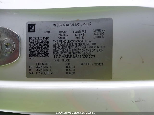 Chevrolet Colorado Wt 2018 1GCHSBEA5J1328777 Image 9