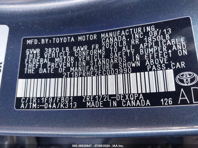 Toyota Corolla Le Eco 2014 2T1BPRHE2EC003990 Image 9