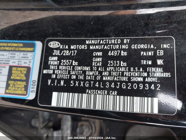 KIA Optima Lx 2018 5XXGT4L34JG209342 Image 9