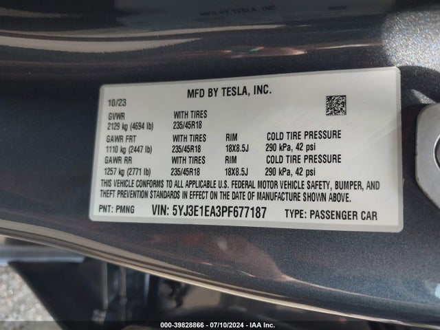 2023 TESLA MODEL 3 5YJ3E1EA3PF677187 Photo 8