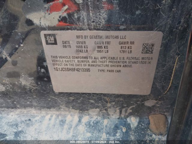 1G1JC5SH8F4213395 Chevrolet Sonic Lt Auto