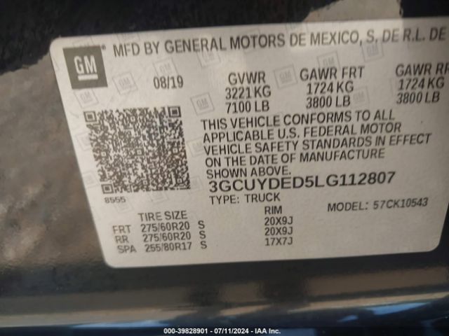 3GCUYDED5LG112807 Chevrolet Silverado 1500 4wd  Short Bed Lt
