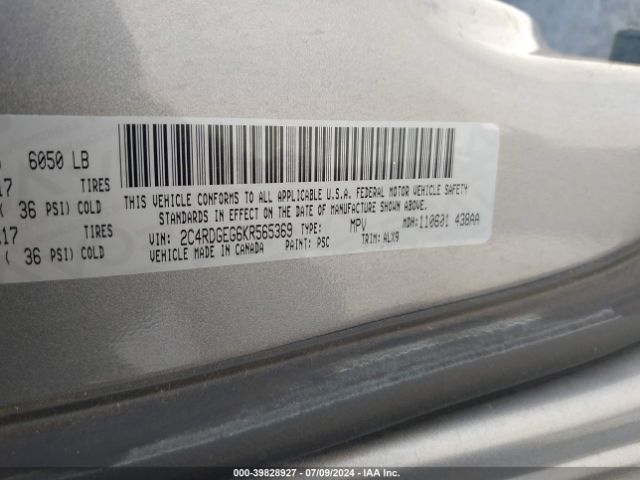 2C4RDGEG6KR565369 Dodge Grand Caravan Gt