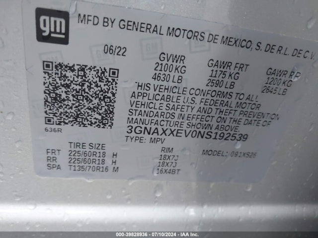 Chevrolet Equinox Awd Premier 2022 3GNAXXEV0NS192539 Image 9