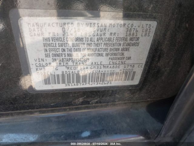 3N1AB7AP9JY342625 Nissan SENTRA S