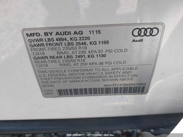 WA1EFCFS9GR010959 Audi Q3 2.0t Premium Plus