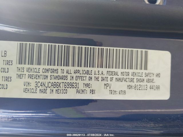 3C4NJCAB6KT699631 Jeep Compass Sport Fwd