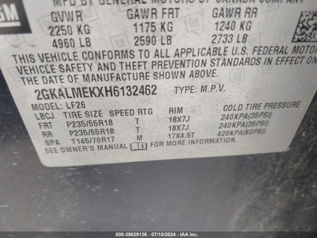 2GKALMEKXH6132462 GMC Terrain Sle-1